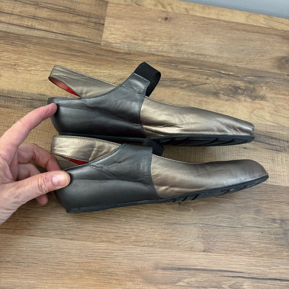 Pas de Rouge Silvia Peep Toe Low Wedge Leather Shoes Women's - Picture 11 of 12